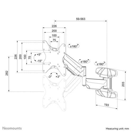 Neomounts WL70-550BL12 Monitor/TV mount wall 23-42" - gas spring - full motion - Image 15
