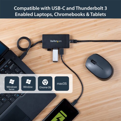 StarTech.com 3-Port USB 3.0 Hub plus Gigabit Ethernet - USB-C - Includes Power Adapter~3-Port USB-C Hub with Gigabit Ethernet - - Image 12