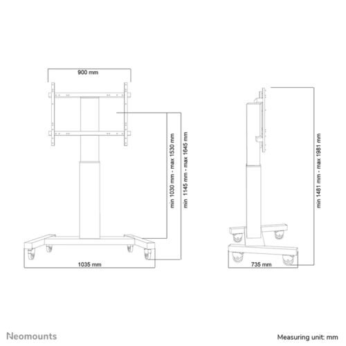 Neomounts PLASMA-M2250SILVER TV trolley 42-100" - motorised - Image 8