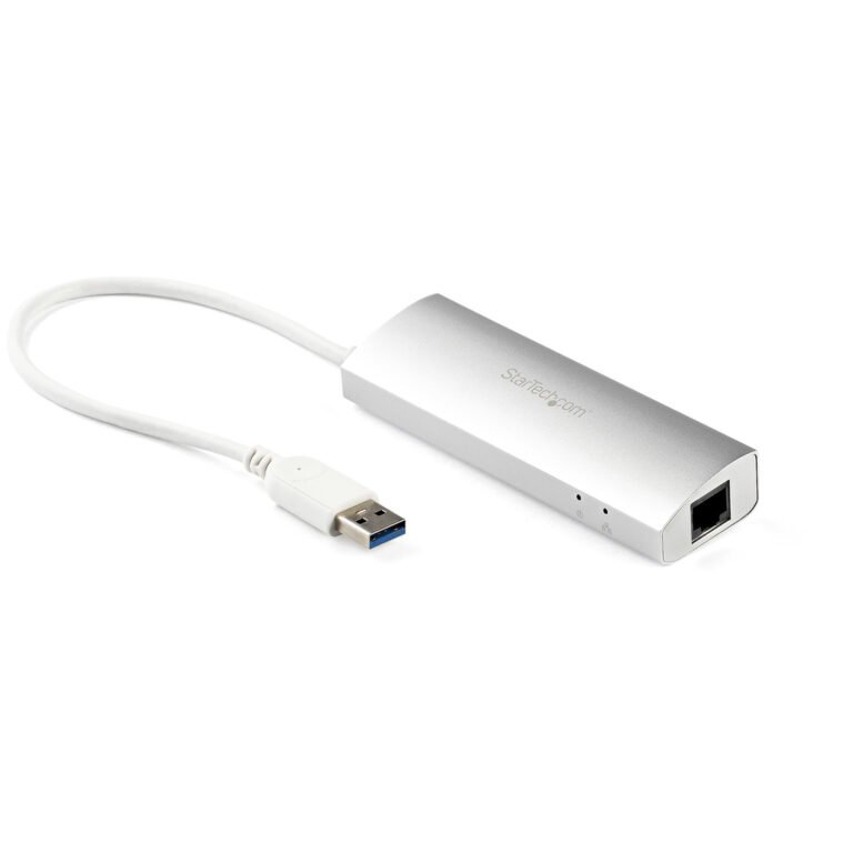 StarTech.com 3-Port Portable USB 3.0 Hub plus Gigabit Ethernet - Built-In Cable~3-Port Portable USB 3.0 Hub plus Gigabit Ethern