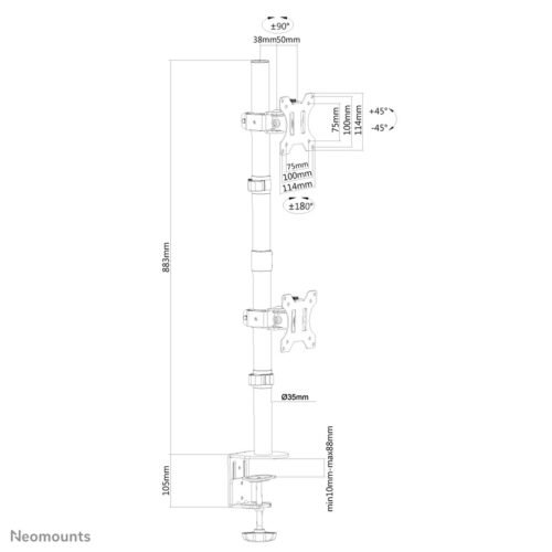 Neomounts FPMA-D550DVBLACK Monitor arm 10-32" - vertical installation - Image 4