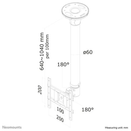 Neomounts FPMA-C200BLACK Monitor/TV mount ceiling 10-40" - h 64-104 cm - Image 8