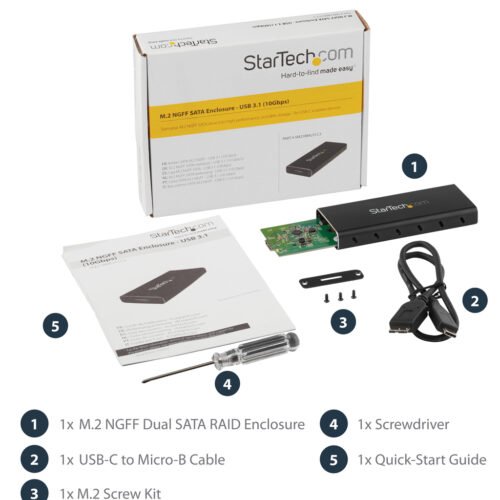 StarTech.com M.2 SSD Enclosure for M.2 SATA SSDs - USB 3.1 (10Gbps) with USB-C Cable - Image 9