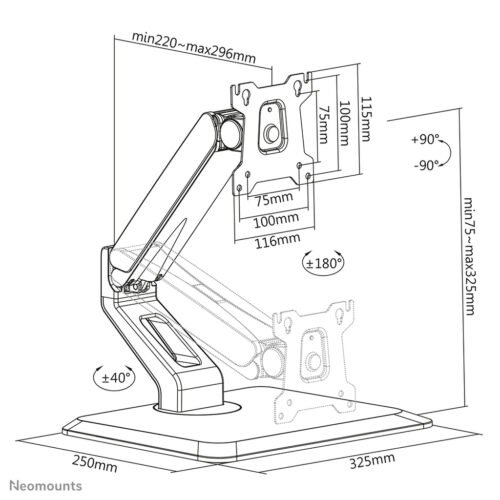 Neomounts FPMA-D885BLACK Monitor stand 15-32" - gas spring - Image 17