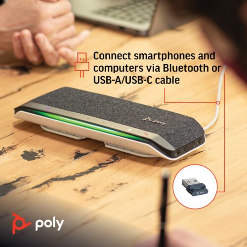 POLY Sync 40+ Microsoft Teams Certified USB-A USB-C Speakerphone +BT700 USB-A Adapter - Image 5