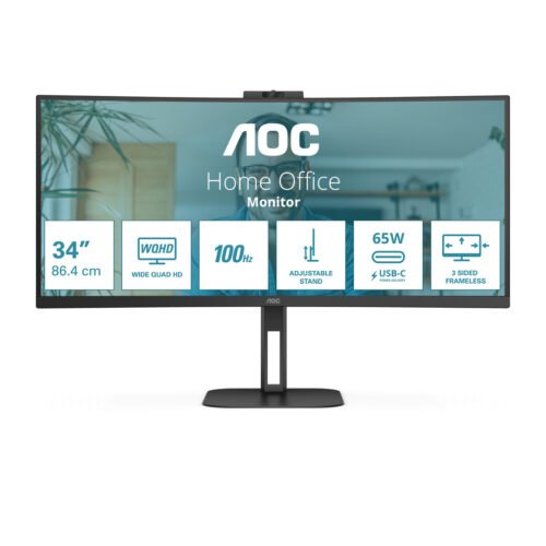 AOC V5 CU34V5C/BK LED display 86.4 cm (34") 3440 x 1440 pixels Wide Quad HD Black - Image 3