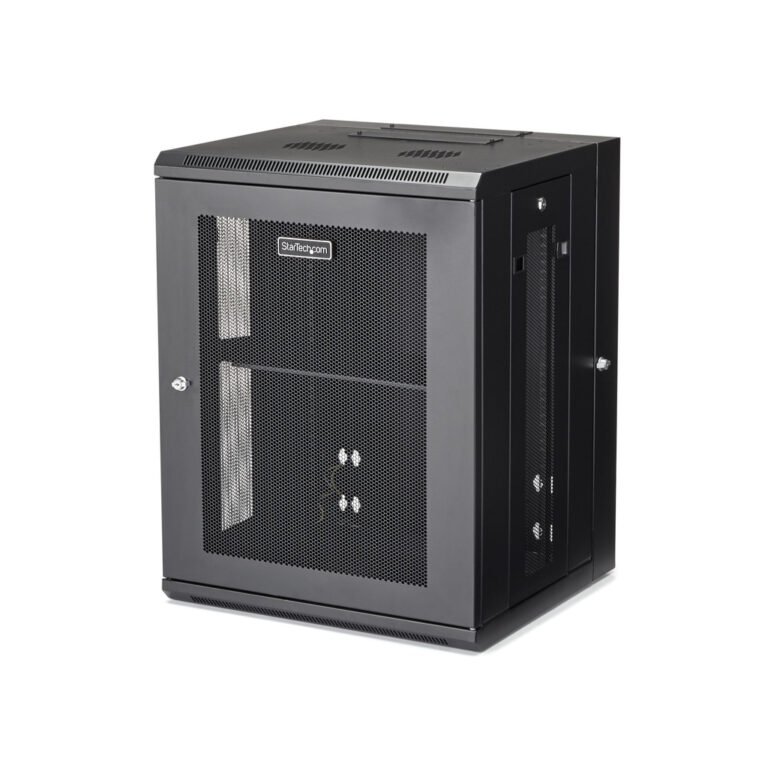 StarTech.com 4-Post 15U Wall Mount Network Cabinet with 1U Shelf, 19" Hinged Wall-Mounted Server Rack for Data / AV / Electroni