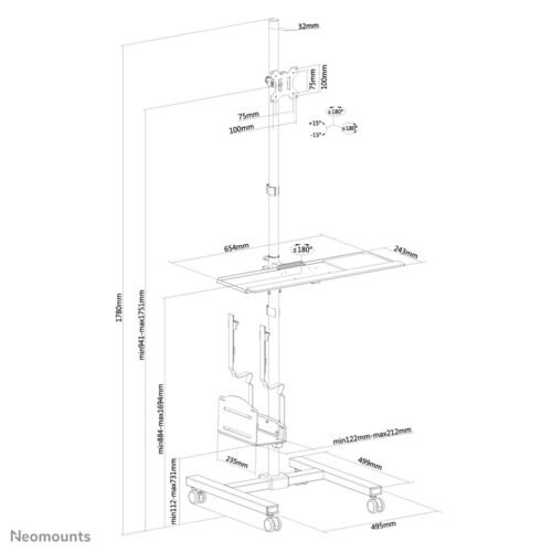 Neomounts FPMA-MOBILE1700 Mobile workstation 10-32" - Image 5
