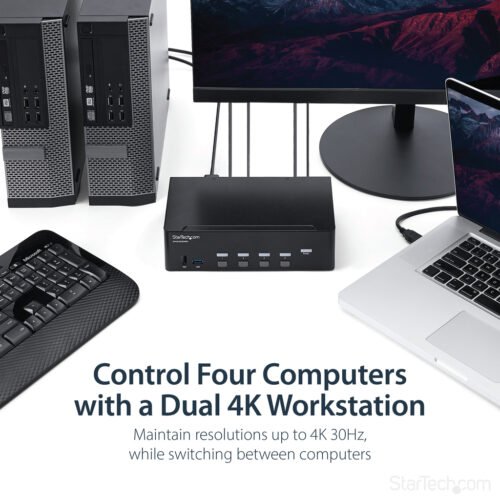 StarTech.com 4 Port HDMI KVM Switch - 4K 30Hz - Dual Display - Image 2
