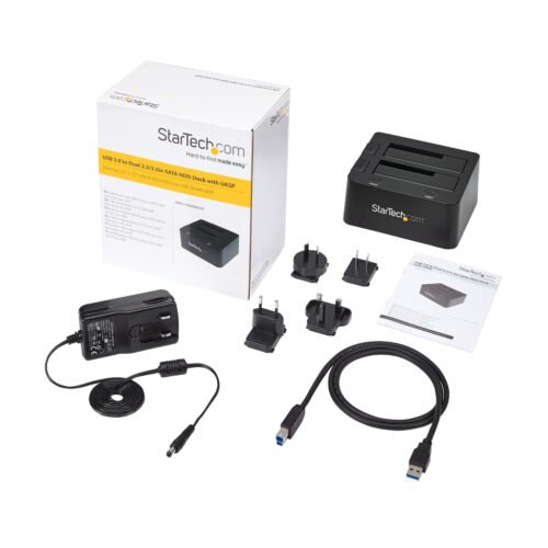 StarTech.com Dual-Bay USB 3.0 to SATA Hard Drive Docking Station, USB Hard Drive Dock, External 2.5/3.5" SATA I/II/III SSD/HDD - Image 2