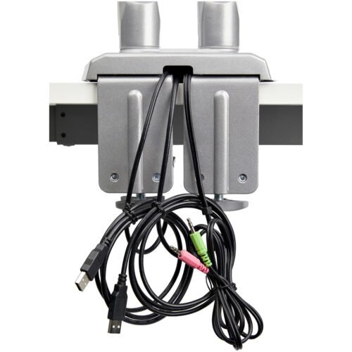 StarTech.com Desk Mount Dual Monitor Arm with USB & Audio - Desk Clamp VESA Mount for up to 32 inch Displays - 2x USB, 2x 3.5mm - Image 5