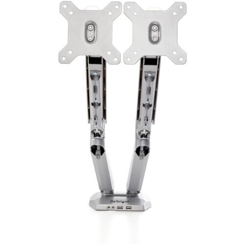 StarTech.com Desk Mount Dual Monitor Arm with USB & Audio - Desk Clamp VESA Mount for up to 32 inch Displays - 2x USB, 2x 3.5mm - Image 9