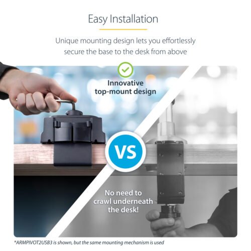 StarTech.com Desk Mount Monitor Arm with 2x USB 3.0 ports, Slim Full Motion Single Monitor Mount, up to 34" (17.6lb/8kg) VESA D - Image 8