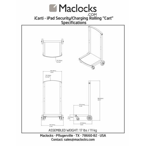 Compulocks CartiPad Uno Tablet / Laptop Charging Rolling Cart 16 Devices EU Power Plug - Image 3