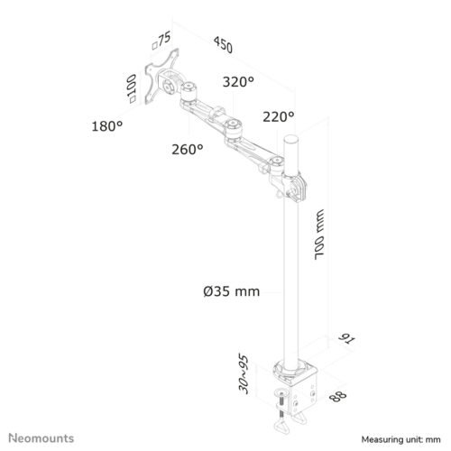 Neomounts FPMA-D935POLE70 Monitor arm 10-30" - Image 3