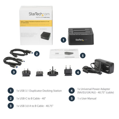StarTech.com Standalone Hard Drive Duplicator, Dual Bay HDD/SSD Cloner/Copier, USB 3.1 (10Gbps) to SATA III HDD/SSD Docking Sta - Image 6