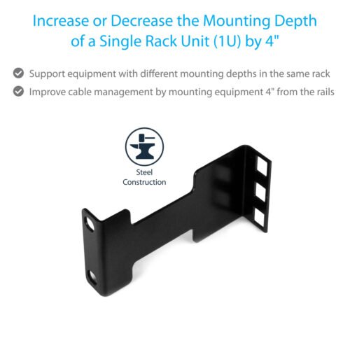 StarTech.com Rail Depth Adapter Kit for Server Racks - 1U - Image 2