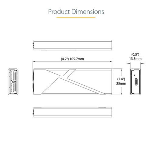 StarTech.com USB-C 10Gbps to M.2 NVMe or M.2 SATA SSD Enclosure - Tool-free External M.2 PCIe/SATA NGFF SSD Aluminum Case - USB - Image 17