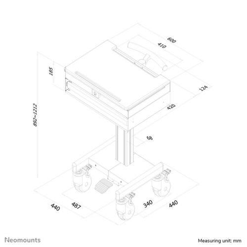 Neomounts MED-M100 Medical mobile workstation -17" - gas spring - lockable - Image 3