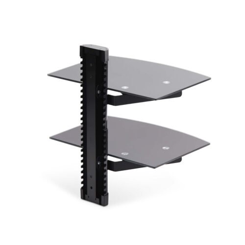 StarTech.com Dual Floating Wall-Mounted AV Shelves, Adjustable Height Shelf For Under TV, Organize A/V Equipment On Black Tempe - Image 7