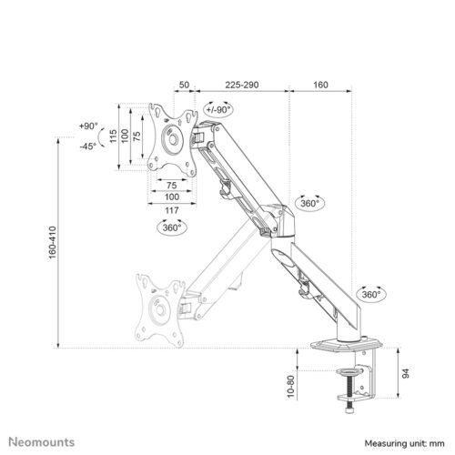 Neomounts DS70-700BL1 Monitor arm 17-27" - gas spring - Image 18