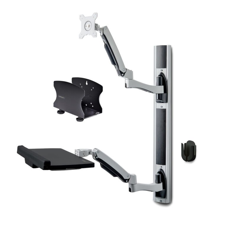 StarTech.com Wall Mount Workstation, VESA Mount For 32" Monitors (22lb/10kg), Fully Articulating Single Monitor Mount & Keyboar