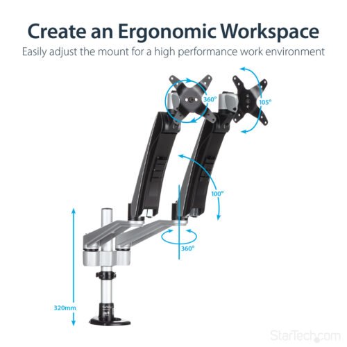 StarTech.com Desk-Mount Dual Monitor Arm - Full Motion Articulating - Premium - Image 9