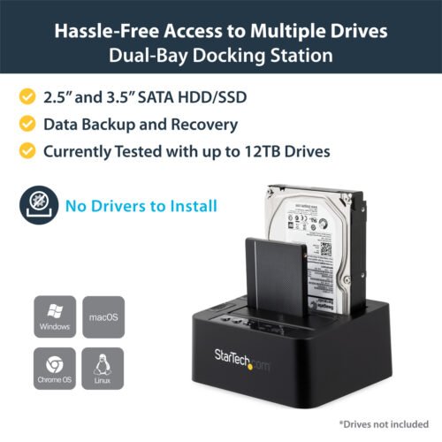 StarTech.com Standalone Hard Drive Duplicator, Dual Bay HDD/SSD Cloner/Copier, USB 3.1 (10Gbps) to SATA III HDD/SSD Docking Sta - Image 2