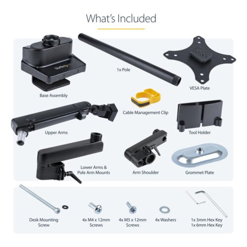 StarTech.com Desk Mount Monitor Arm with 2x USB 3.0 Ports, Full Motion Single Monitor Mount, up to 34" (17.6lb/8kg) VESA Displa - Image 9