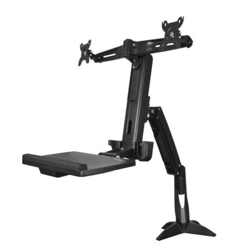 StarTech.com Sit Stand Dual Monitor Arm - Desk Mount Dual Computer Monitor Adjustable Standing Workstation for up to 24" Displa - Image 4