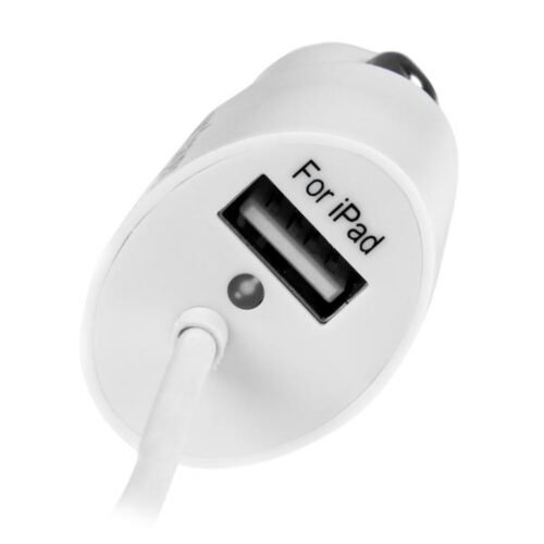 StarTech.com Dual-Port Car Charger - USB with Built-in Lightning Cable - White - Image 3