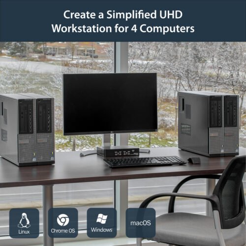 StarTech.com 4 Port DisplayPort KVM Switch - 4K 60Hz - Single Display - Dual Port UHD DP 1.2 USB KVM Switch with Integrated USB - Image 5