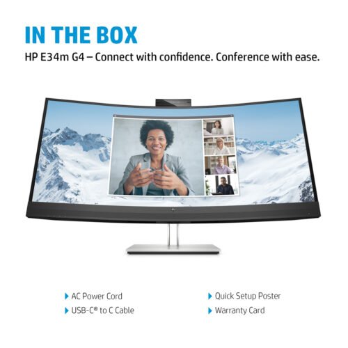 HP E34m G4 WQHD Curved USB-C Conferencing Monitor - Image 3