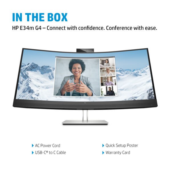 HP E34m G4 WQHD Curved USB-C Conferencing Monitor - Image 3
