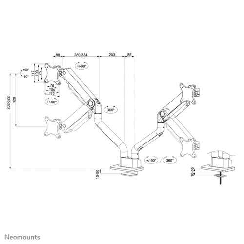 Neomounts DS70S-950BL2 Monitor arm 17-35" - gas spring - Topfix - 180°-stop - Image 20