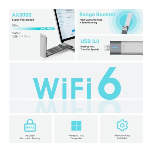 TP-Link Archer AX3000 High Gain Wireless USB Adapter - Image 8
