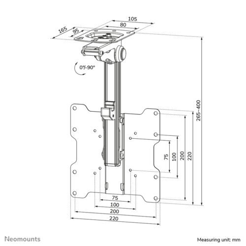 Neomounts FPMA-C020BLACK Monitor/TV mount ceiling 10-40" - h 26,5-40 cm - Image 4