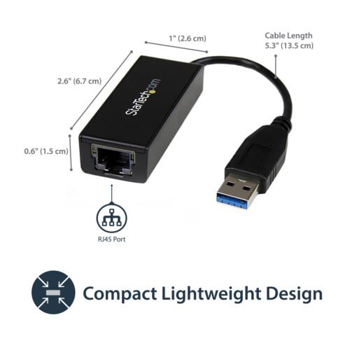StarTech.com USB 3.0 to Gigabit Ethernet Network Adapter, 10/100/1000 Mbps, USB to RJ45, USB 3.0 to LAN Adapter, USB 3.0 Ethern - Image 5