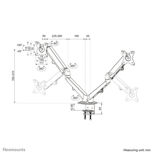 Neomounts DS70-700BL2 Monitor arm 17-27" - gas spring - Image 13