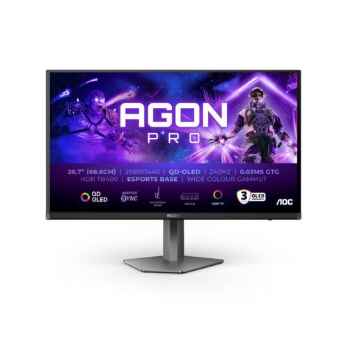 AOC AGON PRO AG276QZD2 computer monitor 67.8 cm (26.7") 2560 x 1440 pixels Quad HD QD-OLED Grey - Image 2