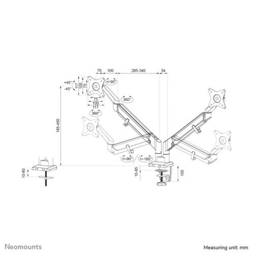 Neomounts DS70-810BL2 Monitor arm 17-32" - gas spring - space saving - 180°-stop - Image 20