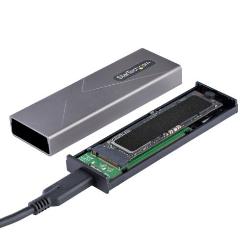 StarTech.com USB-C 10Gbps to M.2 NVMe or M.2 SATA SSD Enclosure - Tool-free External M.2 PCIe/SATA NGFF SSD Aluminum Case - USB - Image 6