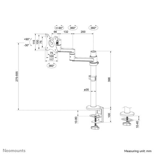 Neomounts DS60-425WH1 Monitor arm 17-27" - space saving - Image 20