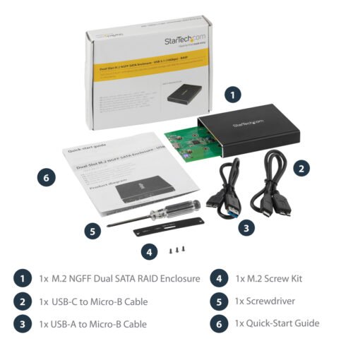 StarTech.com Dual-Slot Drive Enclosure for M.2 SATA SSDs - USB 3.1 (10Gbps) - RAID - Image 11
