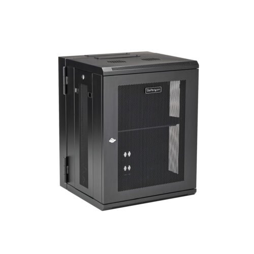 StarTech.com 4-Post 15U Wall Mount Network Cabinet with 1U Shelf, 19" Hinged Wall-Mounted Server Rack for Data / AV / Electroni - Image 2