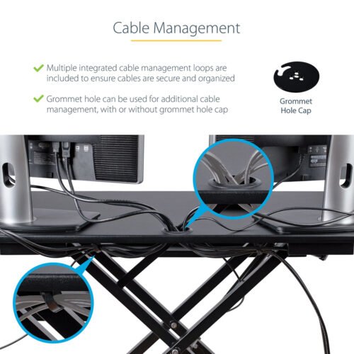StarTech.com Corner Sit Stand Desk Converter with Keyboard Tray - Large Surface (35" x 21") - Height Adjustable Ergonomic Deskt - Image 13