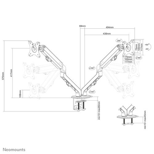 Neomounts FPMA-D650DBLACK Monitor arm 17-27" - coil spring - Image 19