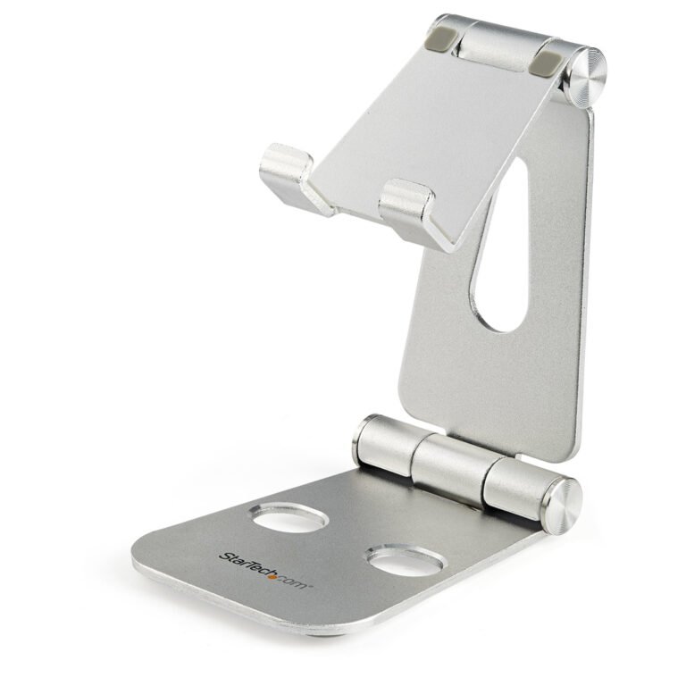 StarTech.com Phone and Tablet Stand - Foldable Universal Mobile Device Holder for Smartphones & Tablets - Adjustable Multi-Angl