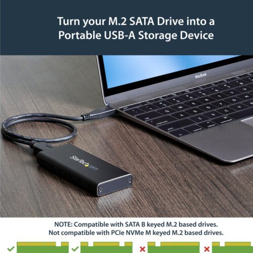 StarTech.com M.2 SSD Enclosure for M.2 SATA SSDs - USB 3.1 (10Gbps) with USB-C Cable - Image 5