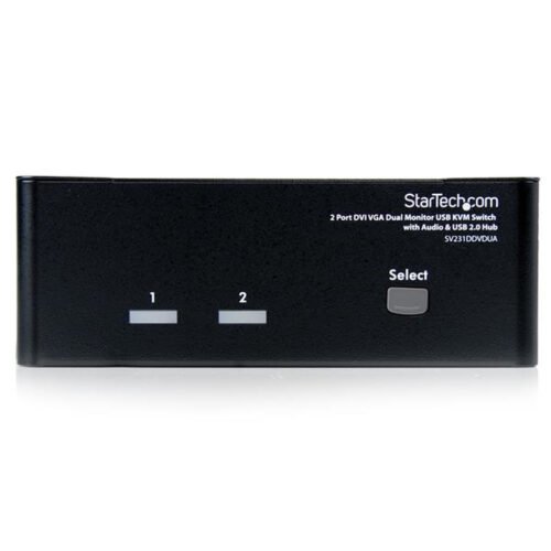 StarTech.com 2 Port DVI VGA Dual Monitor KVM Switch USB with Audio & USB 2.0 Hub - Image 2